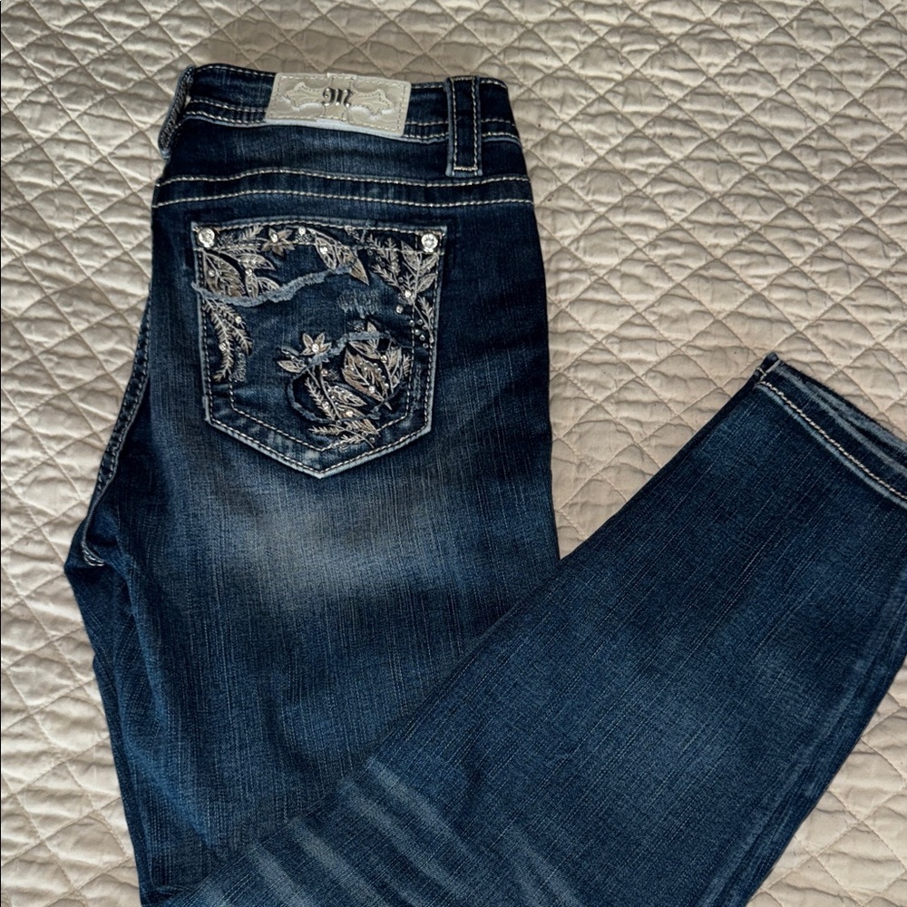 Miss Me Ankle Skinny Jeans with Embroidered Pocket
